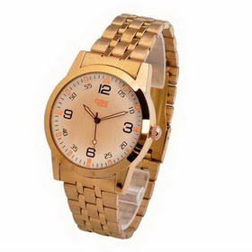 Amanda49 Feminine Quartz Wrist Watch w/ Golden Stainless Steel Watchband (Black)