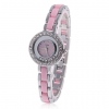 Amanda49 Chic 453 Rhinestone Decoration Stainless Steel Wrist Watch with Dots Hour Marks for Women - Pink