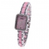 Amanda49 Chic 452 Square Dial Rhinestone Decoration Stainless Steel Wrist Watch w/ DotsHour Marks for Women - Pink