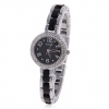 Amanda49 Chic 451 Rhinestone Decoration Stainless Steel Wrist Watch w/ 2/4/6/8/10/12 Hour Marks for Women - Black