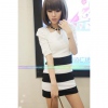 Amanda49 Fashionable and Fittless Stripe Patterns Puff Sleeve Dress