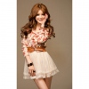 Amanda49 Open Buckle Straps Tie Design Flower Patterns with Belt Long Sleeves Dress--Women's Dresses