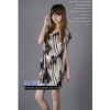 Amanda49 Elegant Frills Side Polyester Brown Short Sleeves Dress--Women's Dresses