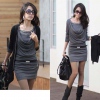 Amanda49 Corean Fashion Style Stack Pattern OL Feel Long Sleeve Dress