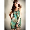 Amanda49 Specially Designed Shoulder Strap Green Silk Ice Sleeveless Short Dress--Women's Dresses