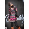 Amanda49 Sweat Colorful Stripe South Korea Velvet Long Sleeves Loose Dress--Women's Dresses
