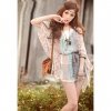 Amanda49 Beautiful Lace Neckline Design Chiffon Shirt--Women's Dresses