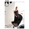 Amanda49 Noble Elagant Singal Shoulder Elastic Black Polyester Sleeveless Long Dress--Women's Dresses