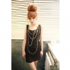 Amanda49 Slim Round Neckline Patterns Black Jumper Skirt For Women