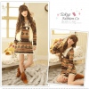 Amanda49 Sweety Snow Patterns V-Neck Lace Hem Long Sleeves Dress For Women