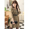 Amanda49 Elegant Round Neckline Frills Lace Quarter Sleeves Cotton Blended Dress For Women