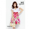 Amanda49 V Neck Cotton Bow White Short Sleeve Dress--Women's Dresses