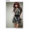 Amanda49 Fashionable Elastic Chiffon+Lace Printed Sleeveless Dress--Women's Dresses