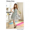 Amanda49 Bow Delicate Layered Elastic Grey Polyester Sleeveless Dress--Women's Dresses