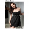 Amanda49 Sexy Strapless High Waist Layered Satin And Net Yarn Black Sleeveless Dresses