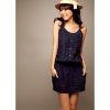 Amanda49 Sweet and Lovely Slim Strap Navy Cotton Short Dress--Women's Dresses