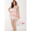 Amanda49 Layered Gou Hua + Lace Design Pink Dress--Women's Dresses