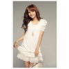 Amanda49 Romantic and Sweet Princess Lace Short Sleeves Cake Skirt Dress--Women's Dresses