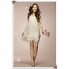 Amanda49 Fashionable Layered Apricot Lace Women's Sleevless Vest Dress