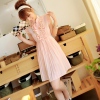 Amanda49 Elegant High Elastic Waist Pink Chiffon + Silk Lining Sleeveless Dress--Women's Dresses
