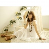 Amanda49 High Elastic Fold Strap White Cotton Sleeveless Long Dress--Women's Dresses