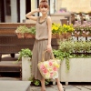 Amanda49 Laconic and Comfortable Elastic Waist Design Gray Cotton Long Dress--Womem's Dresses