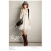 Amanda49 V Neckline Chiffon Lace Hem Design Half Sleeves Sweet Dress--Women's Dresses