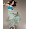 Amanda49 High Elastic Waist Camisole Chiffon Green Sleeveless Long Dress--Women's Dresses
