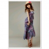 Amanda49 Cotton Printed Patterns Blue Maxi Dress--Women's Dresses