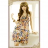 Amanda49 Romantic Printed Patterns Chiffon Orange Short Sleeves Dress