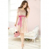 Amanda49 Sweet Bowknot Flowers Chiffon Sleeves Dress--Women's Dresses