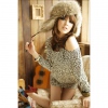 Amanda49 Sexy Strapless Leopard Stripes Long Sleeves One Piece Dress
