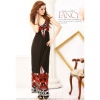 Amanda49 Sexy Deep V-Neck Red Lycra Maxi Dress--Women's Dresses