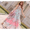 Amanda49 Sexy and Grace Floral Print Layered Ruffles Hem Design Sleeveless Maxi dress