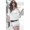 Amanda49 Comfortable Bateau Neckline Ripple Style Short Sleeves Blend Yarn Gown For Women
