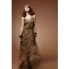 Amanda49 Sexy Panther Print Shoulder Strap Chiffon Sleeveless Long Dress--Women's Dresses