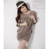 Amanda49 Fashionable and Comfortable Black Cotton + Lace Short Sleeve Dress--Women's Dresses