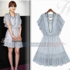 Amanda49 High Elastic Waist Cuff Lotus Leaf Shape Design Dress