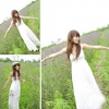 Amanda49 Sexy and Elegant Deep V-Neck Elastic Waist White Cotton Braces Skirt For Women