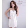 Amanda49 White Elastic Cotton Short Dress--Women's Dresses