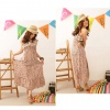 Amanda49 Cotton Collar and Elastic Waist Design Apricot Maxi Dress--Women's Dresses