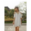 Amanda49 Charming Off-shoulder White Sleeves Chiffon Dress--Women's Dresses
