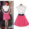 Amanda49 Fashionable Elastic Waist Layered Lotus Leaf Shape Design Dress