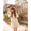Amanda49 Sweet Elastic Waist Puff Short Sleeves Lace Dress--Women's Dresses