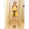 Amanda49 Fashionable and Laconic Round Neckline Lace Cuff Design Sleeveless Sundress