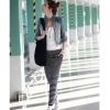 Amanda49 Fashionable Stripes Cotton Blended Maxi Skirt For Women