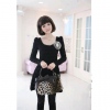 Amanda49 Fashionable and Elegant Round Neckline Black Long Sleeves Dress For Women