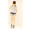 Amanda49 Lovely Round Neckline Special Pocket Style Pearl Embellished Chiffon Blouse For Women
