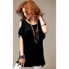 Amanda49 Sexy Black Cotton Off-the-Shoulder SpringSummer Blouse