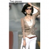 Amanda49 Two Pieces Polyester Cotton Long Sleeveles Blouse--Women's Blouses